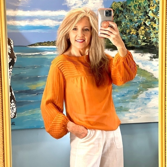⭐️Moda International, Rich Orange Pull-On Top, Excellent Condition, Beautiful,XS - Picture 1 of 9